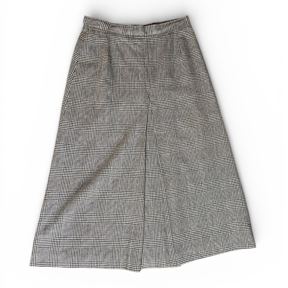 Evan Picone Black and White Plaid A-Line Skirt